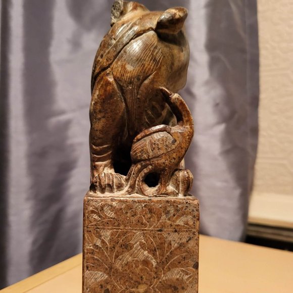 Beautiful & rare Marble carved Foo Dog Bookends Extremely old and very detailed - Picture 4 of 9